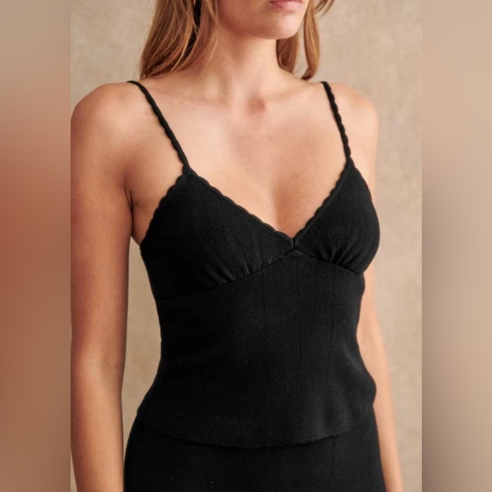 Sezane Suzie Top Black - Size XS